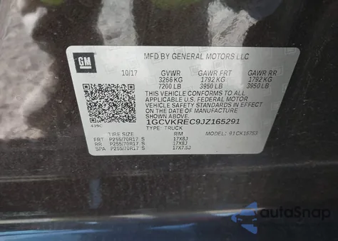 2018 Chevrolet Silverado 1500 1Lt z USA, uszkodzony, nr VIN 1GCVKREC9JZ165291